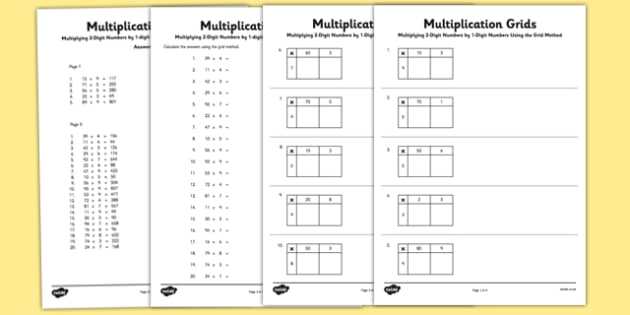 twinkl grid printable multiplication Digit Numbers 1 Using Multiplying by Numbers Digit Grid 2