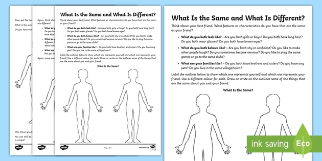 What Is The Same And What Is Different? Worksheet