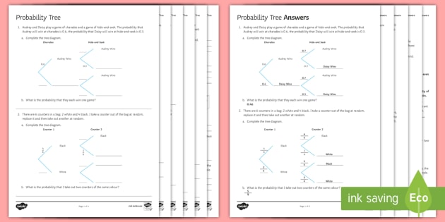 Grade 8 Probability Tree Diagram Worksheet And Answers Pdf