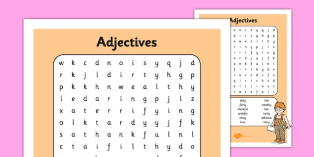 Adjective Word Search Printable