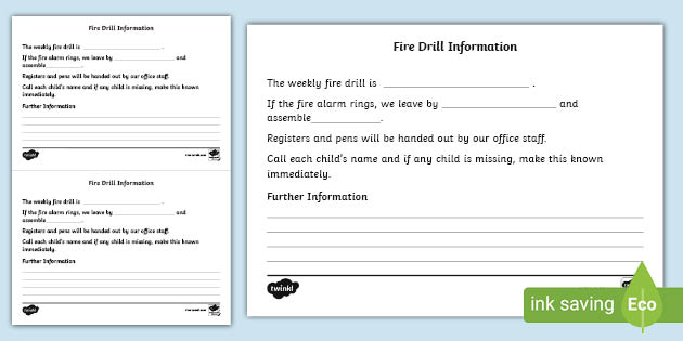 Fire Drill Information Writing Template (teacher made)