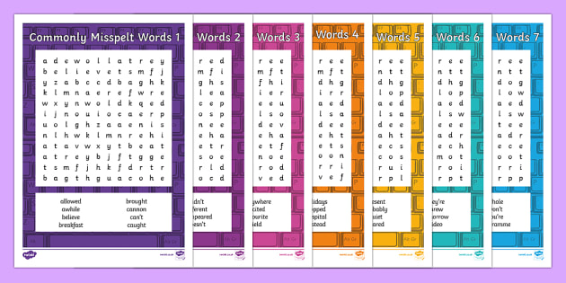 Misspelt Words Word Search | Spelling Examples - Twinkl for Free Printable List Of Commonly Misspelled Words