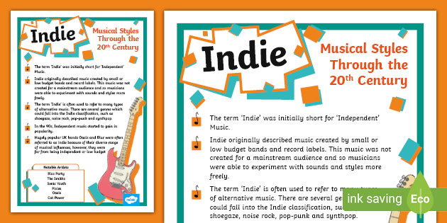 Musical Styles Through The 20th Century: Indie Information Poster