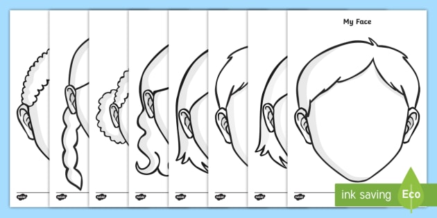 Blank Face Outline Drawing Template Pack