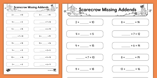 Missing Addends Worksheets | twinkl.com