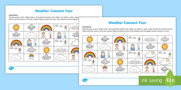 Connect Four Weather Game French Teacher Made