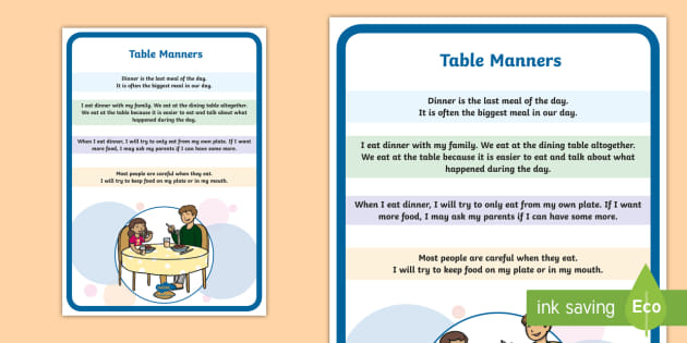 Table Manners Social Story Poster - SEN | Twinkl