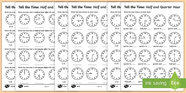 year 2 telling the time differentiated worksheets