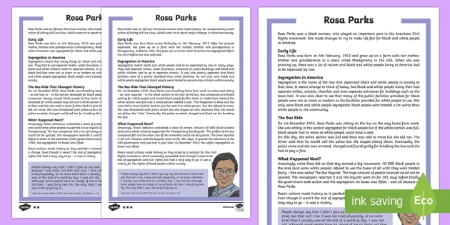 KS2 Rosa Parks Differentiated Fact File