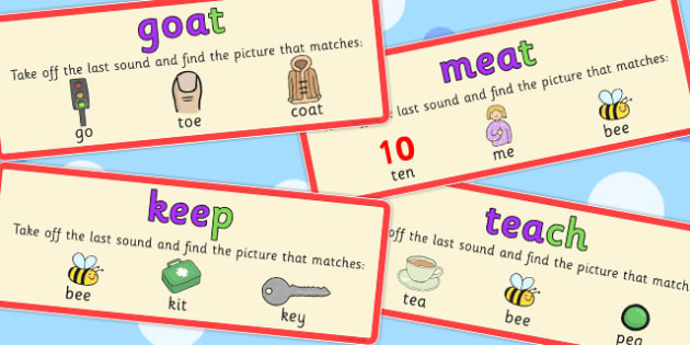 Final Phoneme Deletion Picture Matching Cards - phoneme, cards