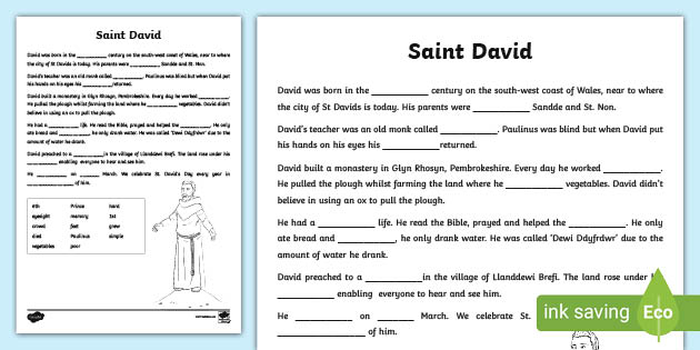 St. David's Day Worksheet | Primary Resources