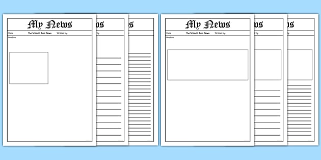 Blank Newspaper With Front Page Template Writing Activity