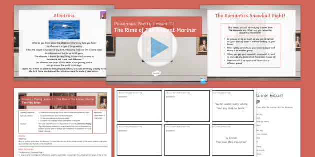 Poisonous Poetry Lesson 11 The Rime Of The Ancient Mariner Lesson Pack