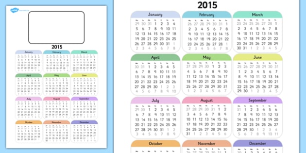 Editable 15 Calendar