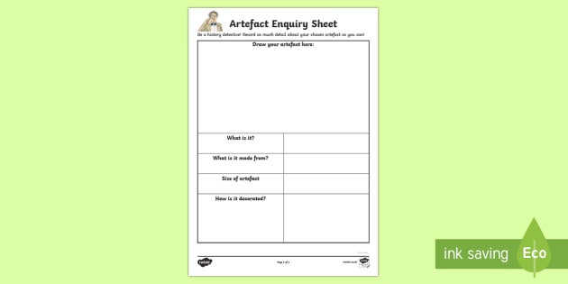 History Detective Artefact Enquiry Worksheet Worksheet