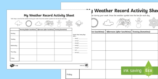 Weather Report Chart Worksheet