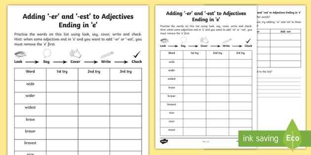 Adjectives Ending In Er And Est