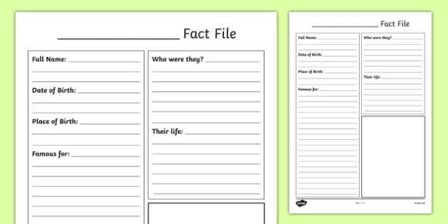 Significant Individuals Fact File Template - writing, frame