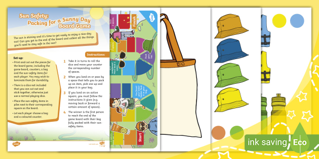 Sun Safety: Sunny Day Routine Board Game (teacher made)