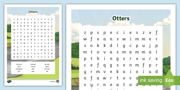 * New * Otter Word Search,early Morning Work,wet Play