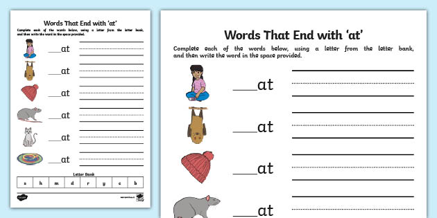 words-ending-in-at-worksheet-teacher-made