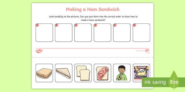 Ham Sandwich Sequencing Worksheet - (teacher made)