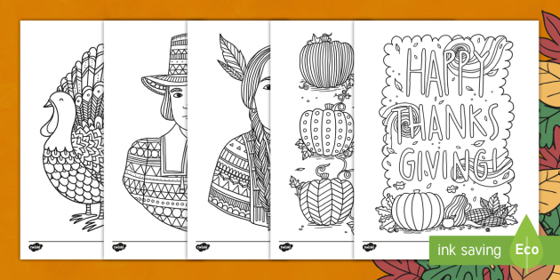 Thanksgiving Mindfulness Coloring Sheets Twinkl