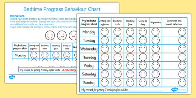 Bedtime Chart For 3 Year Old