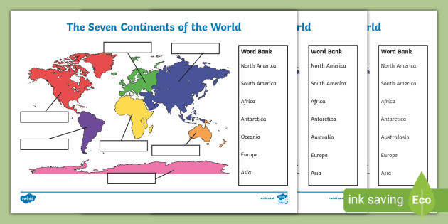 Seven Continents Labeling Activity | Continents Labeled