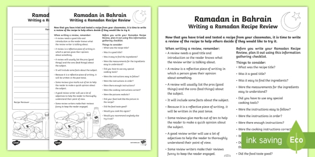 writing recipes template