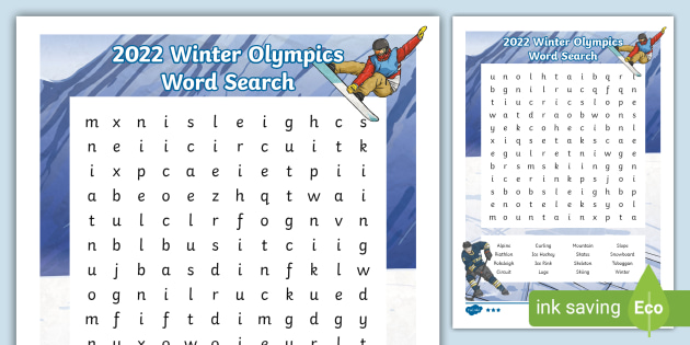 2022 Winter Olympics Word Search Teacher Made