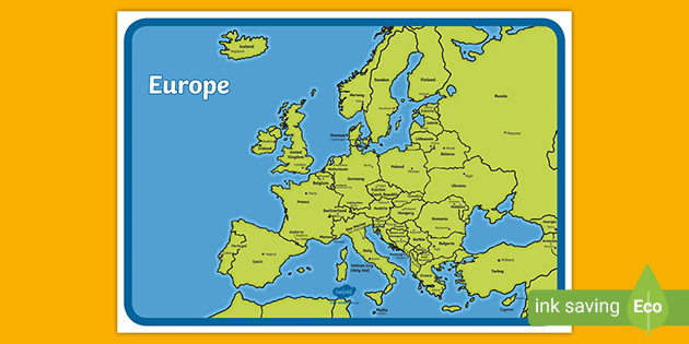 Map Of Europe With Names Teacher Made