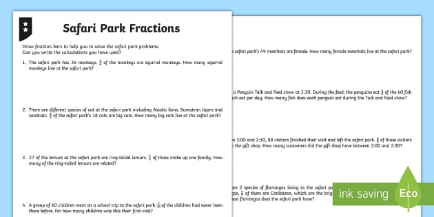 Year Fractions Word Problems Challenge Cards Twinkl