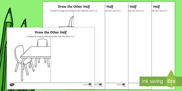 Back To School Draw The Other Half Worksheet Worksheet