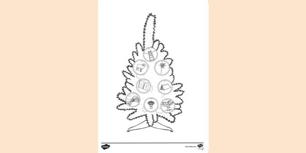 FREE! - Christmas Tree With Jesse Tree Symbols Colouring Sheet