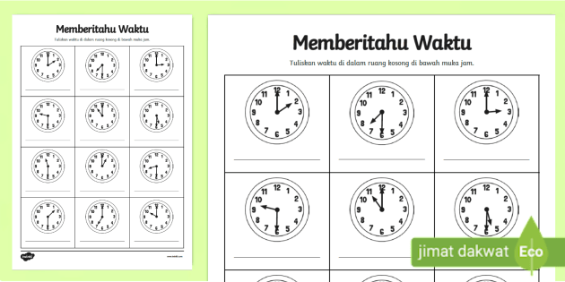 Matematik Tahun 1 Masa Dan Waktu Muka Jam Teacher Made