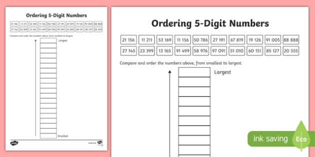 Place Value Ordering 5 Digit Numbers Worksheet Worksheet Scottish