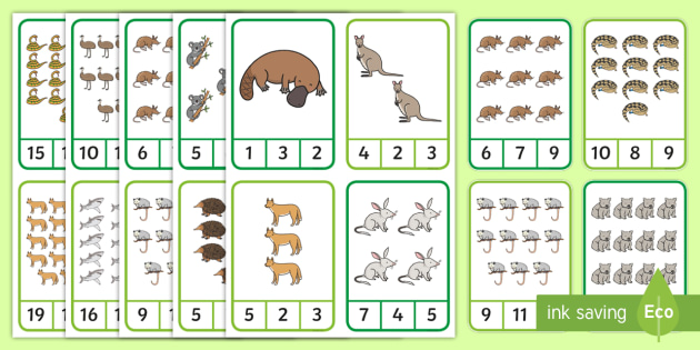 Printable Counting Cards | Australian Animals | Twinkl Maths