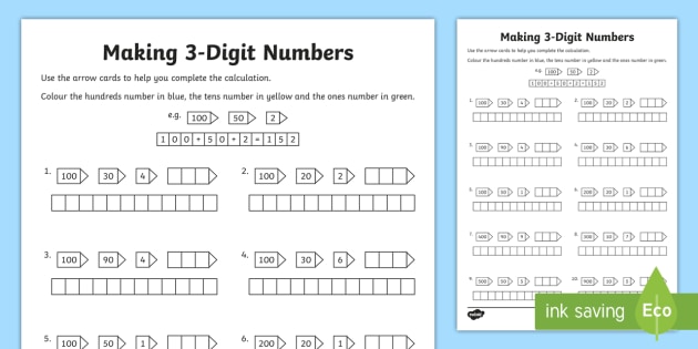 Making 3 Digit Numbers Worksheet Worksheet teacher Made 