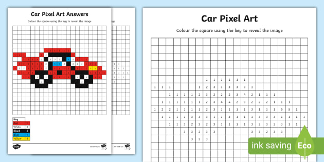 FREE! - Pixel Car Colour by Number (teacher made)