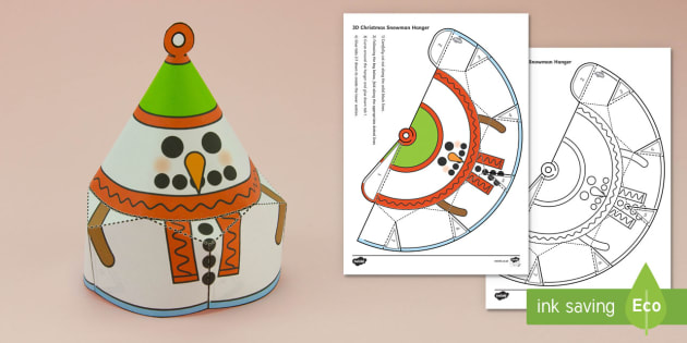 Simple Christmas Hanging Cone Snowman Decoration Activity