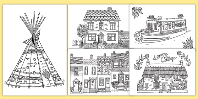 Download Houses and Homes Mindfulness Colouring Pages