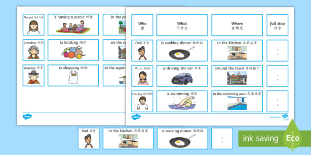 Everyday Sentence Building Cards English/Mandarin Chinese - Everyday ...