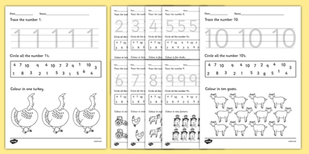 free farm identifying numbers worksheets for kids twinkl