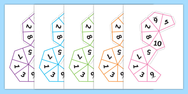 printable dice net 1 10 10 colours twinkl elementary