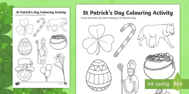 st patricks day colouring worksheet teacher made