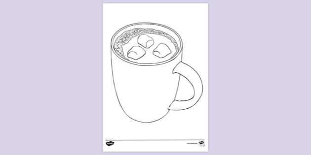 Free Mug Of Hot Chocolate Colouring Colouring Sheets