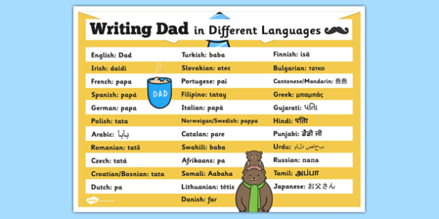 writing-dad-in-different-languages-poster-teacher-made