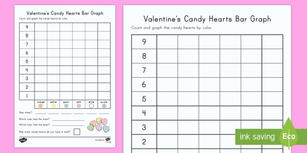 Valentine's Day Candy Heart Count and Graph Worksheet / Activity