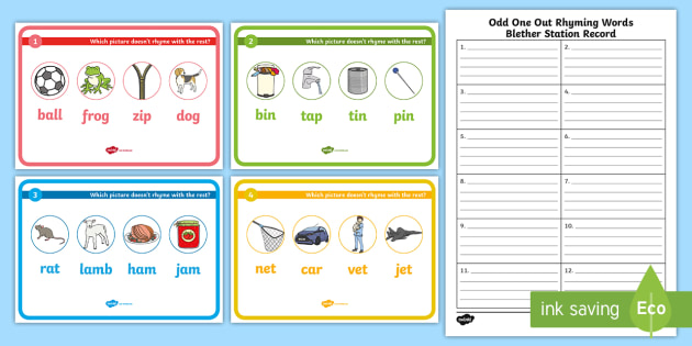 Odd One Out Rhyming Words Blether Stations - Rhymes, Chat